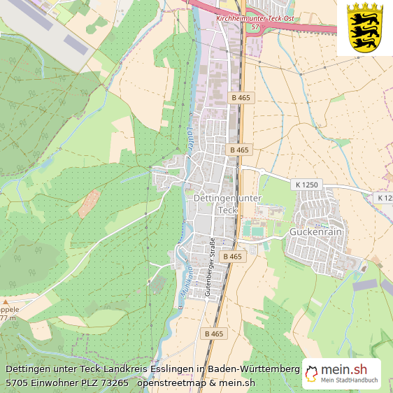 Dettingen unter Teck Landkreis Esslingen Lageplan © Openstreetmap Contributors Dettingen unter Teck Große Landstadt Lageplan
